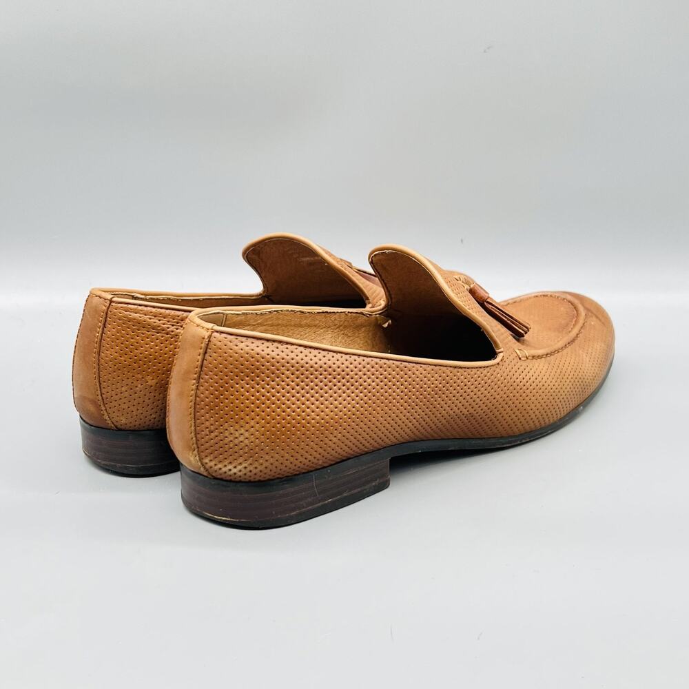 Saks Fifth Avenue Shoes Mens 10.5 Brown Leather Tassel Loafers Dress Brogue - Picture 7 of 11